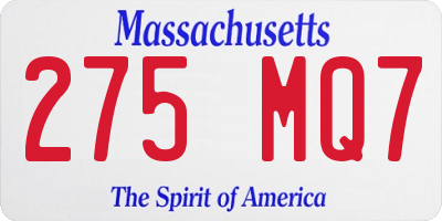 MA license plate 275MQ7