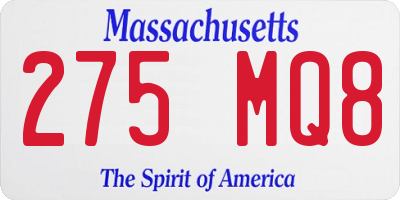 MA license plate 275MQ8