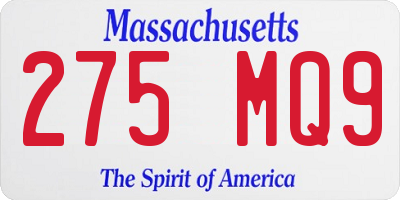MA license plate 275MQ9