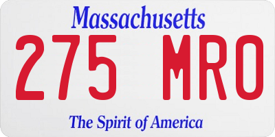 MA license plate 275MR0