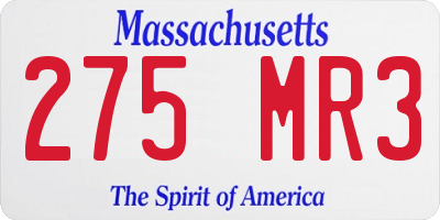 MA license plate 275MR3