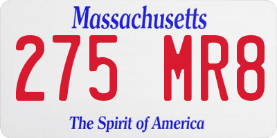 MA license plate 275MR8