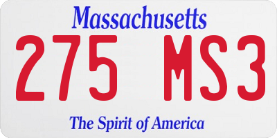 MA license plate 275MS3