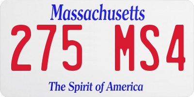 MA license plate 275MS4