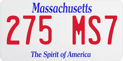 MA license plate 275MS7