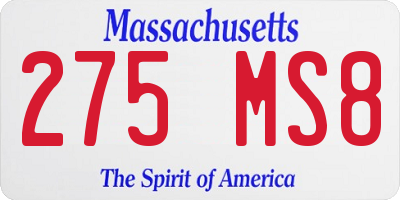 MA license plate 275MS8