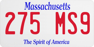 MA license plate 275MS9