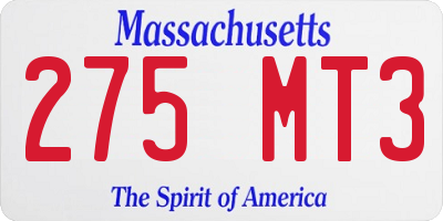 MA license plate 275MT3