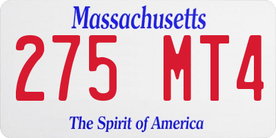 MA license plate 275MT4