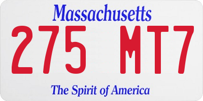 MA license plate 275MT7