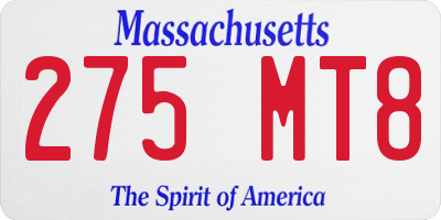MA license plate 275MT8