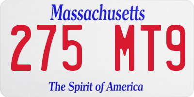 MA license plate 275MT9