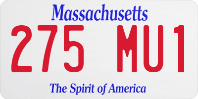 MA license plate 275MU1
