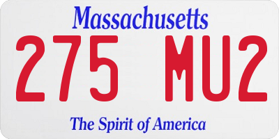 MA license plate 275MU2