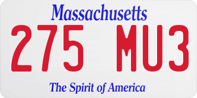 MA license plate 275MU3