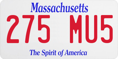 MA license plate 275MU5