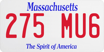 MA license plate 275MU6