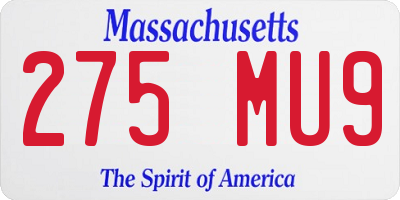 MA license plate 275MU9