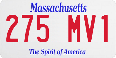 MA license plate 275MV1