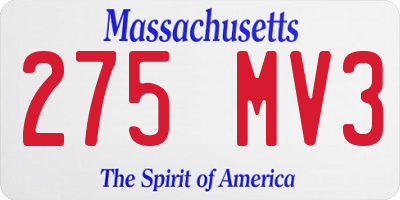 MA license plate 275MV3
