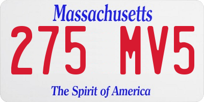 MA license plate 275MV5