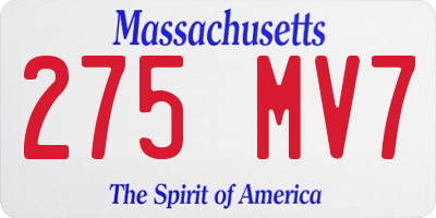 MA license plate 275MV7