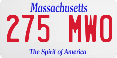 MA license plate 275MW0