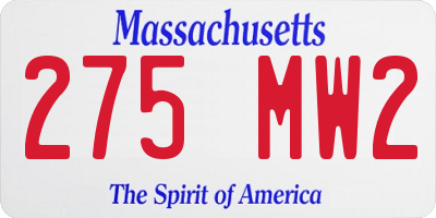 MA license plate 275MW2