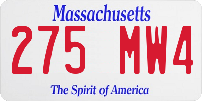 MA license plate 275MW4
