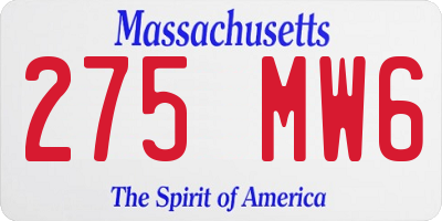 MA license plate 275MW6