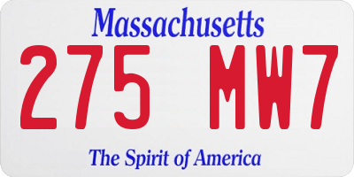 MA license plate 275MW7