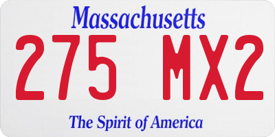 MA license plate 275MX2