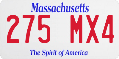 MA license plate 275MX4