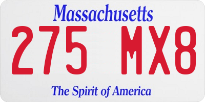 MA license plate 275MX8