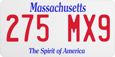MA license plate 275MX9