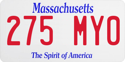 MA license plate 275MY0