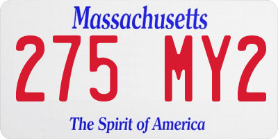 MA license plate 275MY2