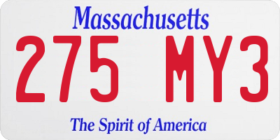MA license plate 275MY3