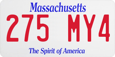 MA license plate 275MY4