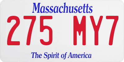 MA license plate 275MY7