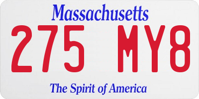 MA license plate 275MY8