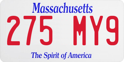 MA license plate 275MY9