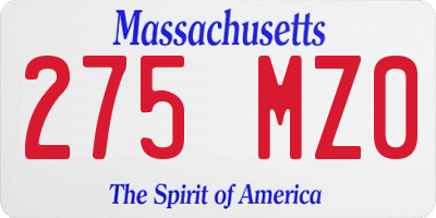MA license plate 275MZ0
