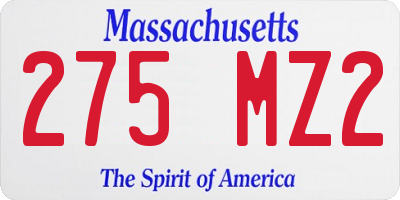 MA license plate 275MZ2