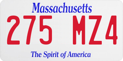 MA license plate 275MZ4