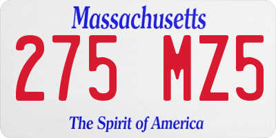 MA license plate 275MZ5