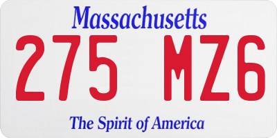 MA license plate 275MZ6