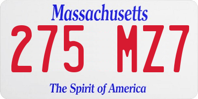 MA license plate 275MZ7