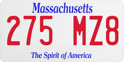 MA license plate 275MZ8