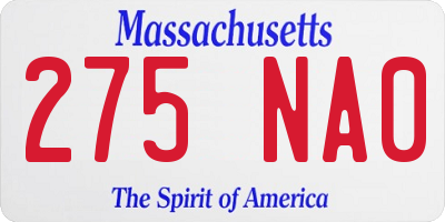 MA license plate 275NA0